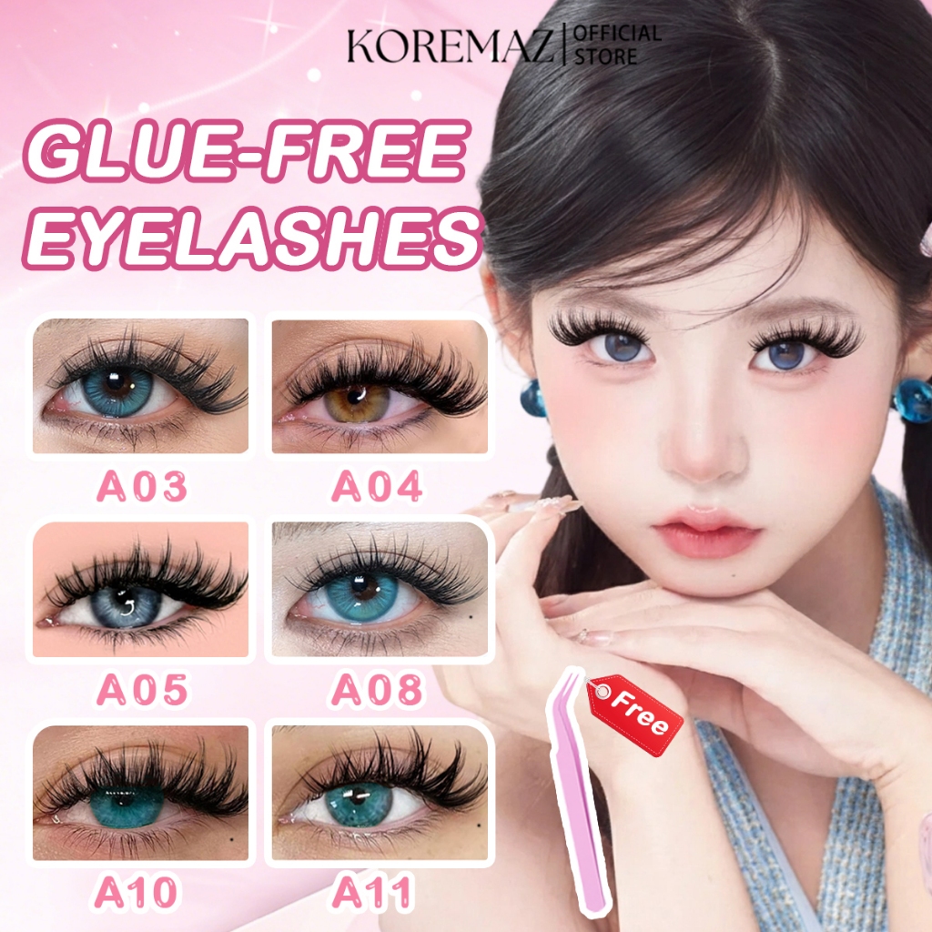 < Lông mi keo miễn phí > KOREMAZ 2026 Lông mi giả phân đoạn mới có thể tái sử dụng 10-13mm Hỗn hợp C