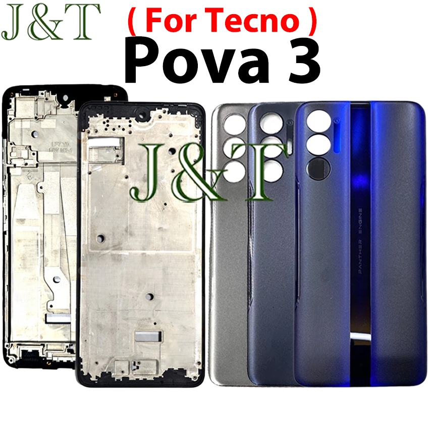 Ốp điện thoại Cho Tecno Pova 3 LF7 LF7n Ốp điện thoại Pin + Khung LCD Khung Giữa Có Nút Nhà Ở Phía S