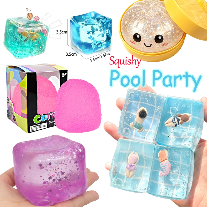 Schylling NeeDoh Ice Cube Squishy Toy Water Cube Giảm căng thẳng Nee Doh Nice Cube cho trẻ em Quà tặ