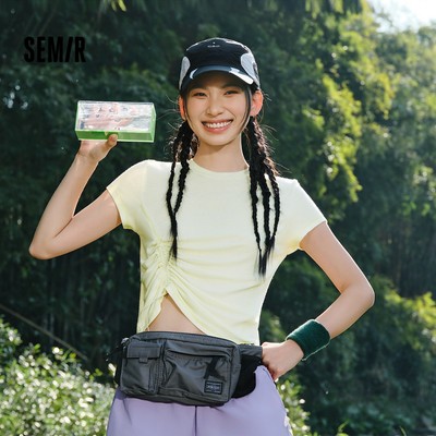 Áo thun nữ Semir mùa hè, dây rút, thiết kế xếp ly - 2026