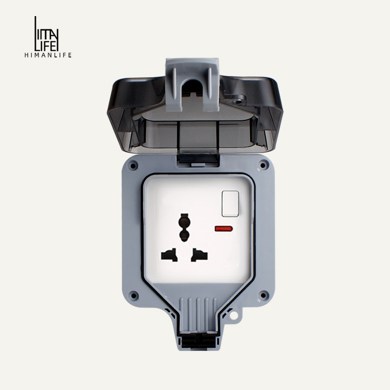 2Gang IP66 Sân Vườn Chống Thấm Nước Đa Công Tắc Ổ Cắm Tường Ngoài Trời Dải Nguồn Đa Năng Có Đèn