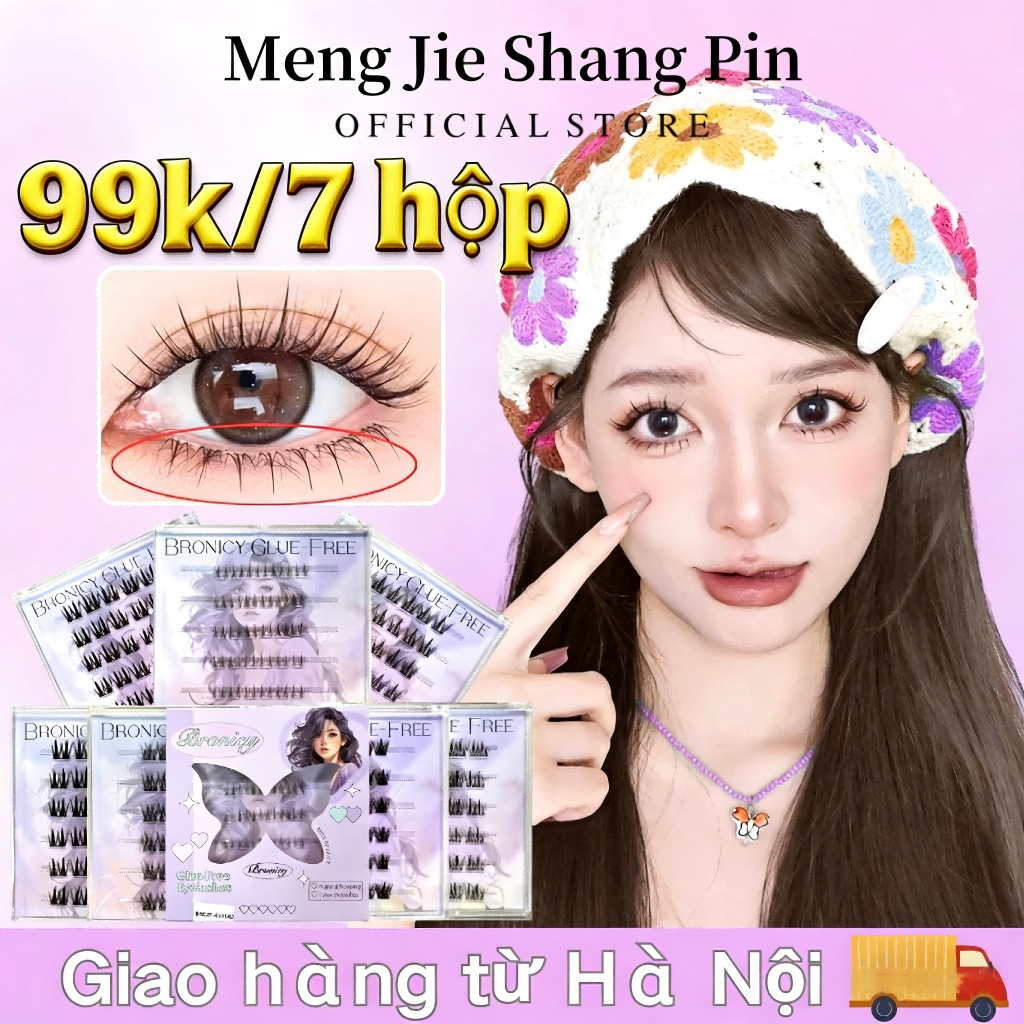 【99K/7Hộp】Bronicy Lông Mi Giả Có Keo Tự Nhiên Nhìn Bộ Lông Mi Tự Dính Có Thể Tái Sử Dụng Nhiều Lần
