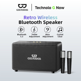 Loa Bluetooth phong cách retro GOOJODOQ: 3 chế độ phát nhạc, điều chỉnh âm trầm và âm bổng thông minh, hai micro không dây.