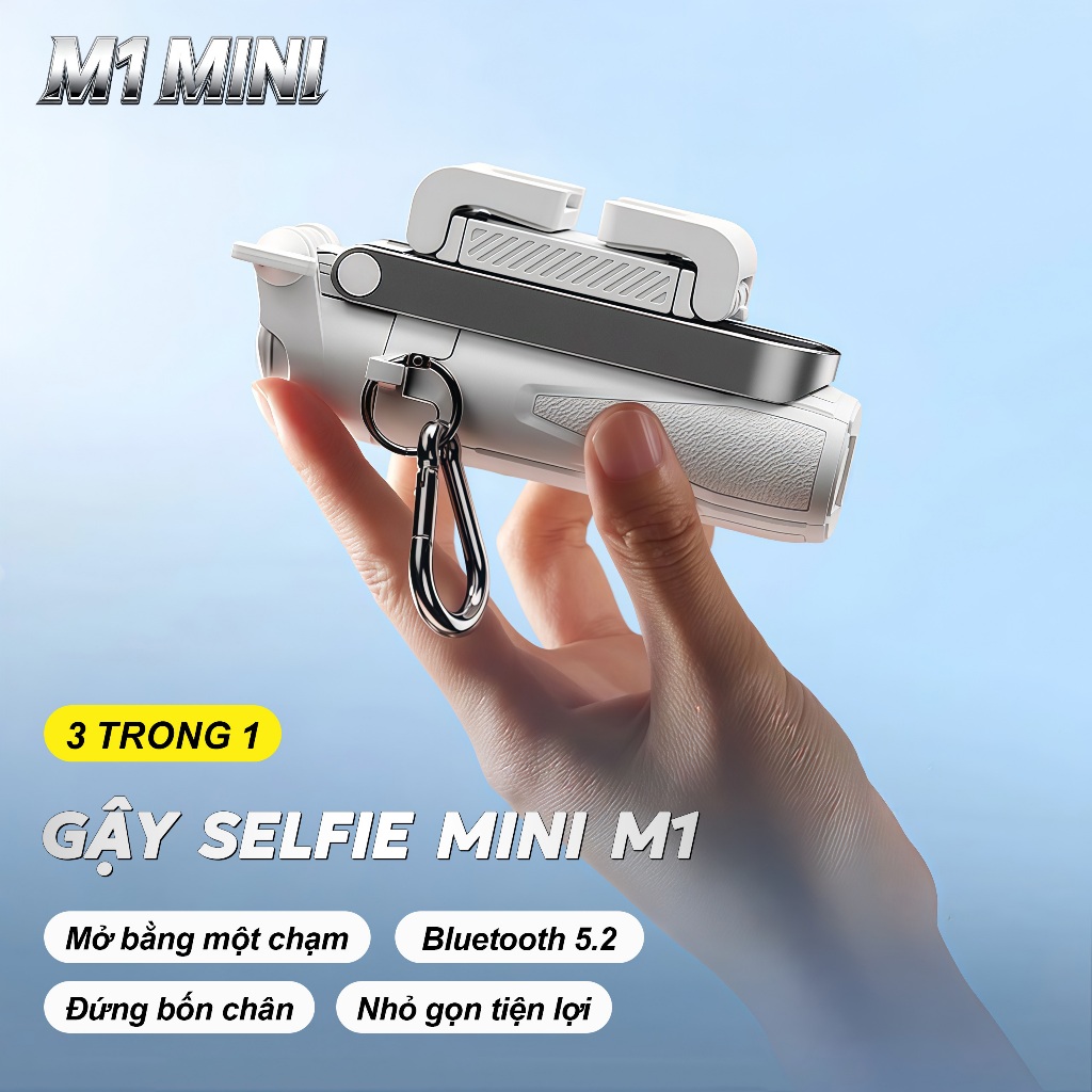 M1 MINI 3 Trong 1 Gậy Chụp Ảnh – Gậy selfie kiêm chân tripod, Tay cầm tiện dụng, Điều khiển Bluetoot