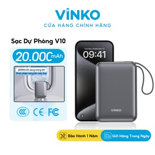 [ CCC ] Sạc dự phòng VINKO V10 20000 mAh 22.5W tích dây sạc Type-C & ip cho iPhone Android với màn hình LED 3C