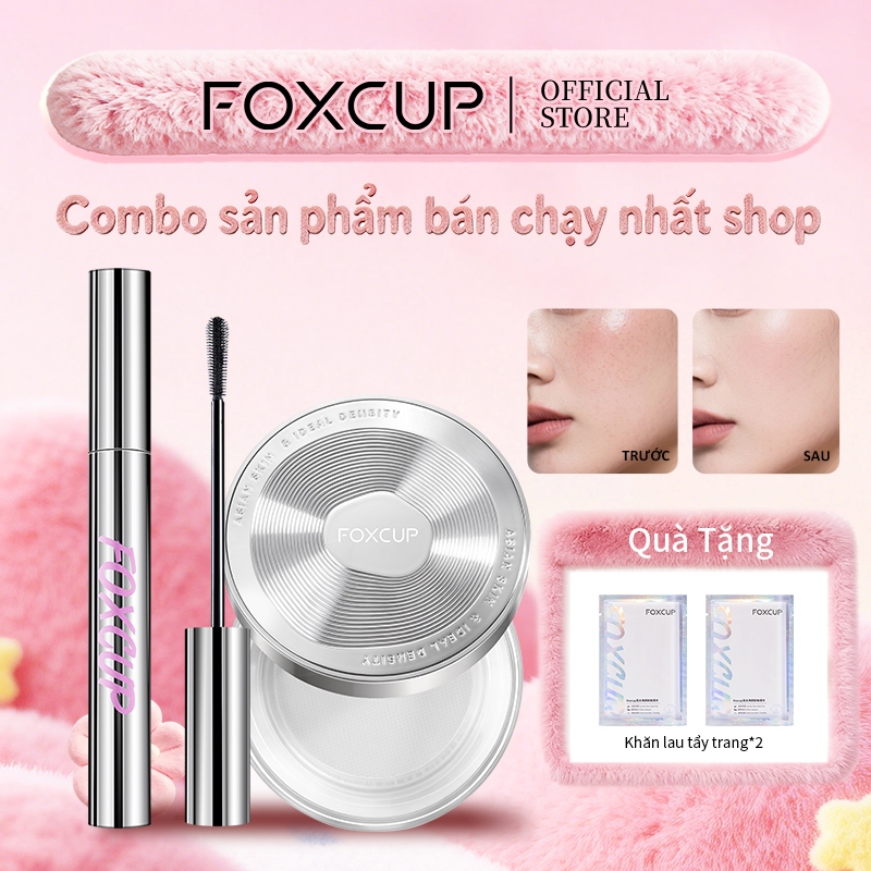 FOXCUP Loose Powder Mascara Combo Kiểm soát dầu Thiết lập lâu dài Giá cả phải chăng SmudgeProof Volu