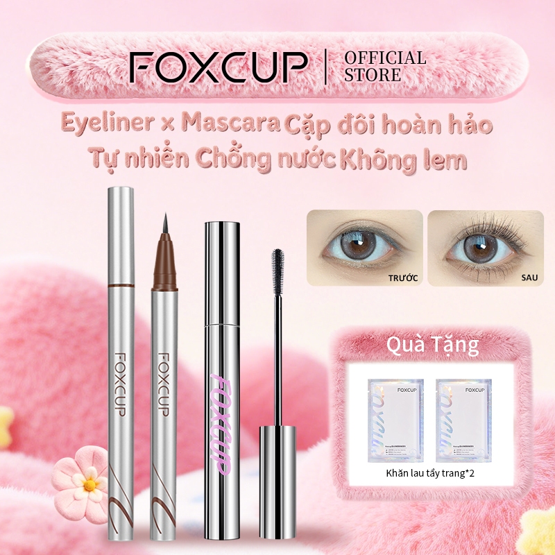 [Bộ hoàn hảo] Mascara + Bút kẻ mắt FOXCUP - Chống thấm nước, chống mồ hôi, chống nhòe để trang điểm 