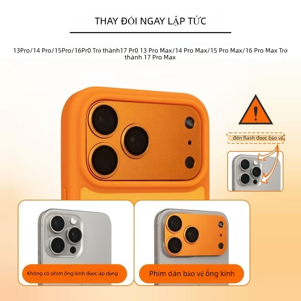 Biến thành 17 Pro Max Cho iPhone Air 17 Pro 16 15 14 13 Pro Max Chặn Ống Kính Flash Phim Acrylic Matte Backplate Vỏ Điện Thoại | BigBuy360 - bigbuy360.vn
