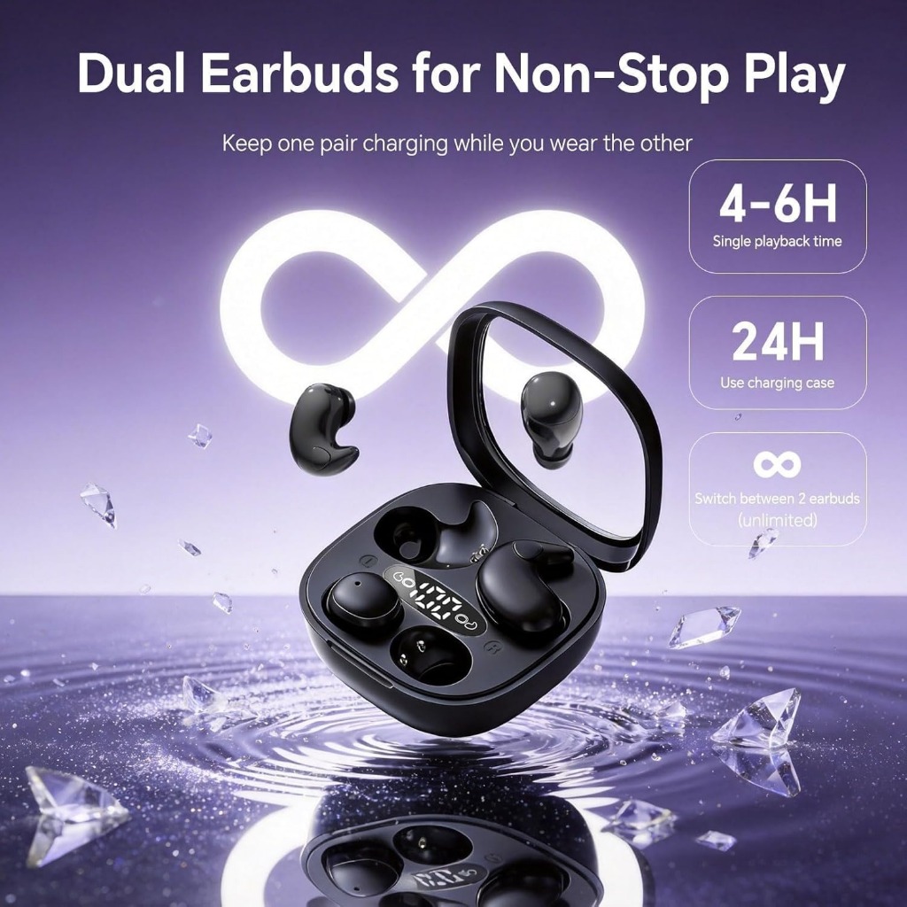 (Ốp miễn phí)NEWMSNR Thiết Kế 14mm Không Cấn Tai Mới Hai Trong Một Tai Nghe Kép Không Dây Ngủ Bluetooth 5.4 Tai Nghe Mini Siêu Nhỏ Độ Bền Dài Tai Nghe Siêu Cao Chất Lượng Âm Thanh Tai Nghe Độ Trễ Thấp | BigBuy360 - bigbuy360.vn