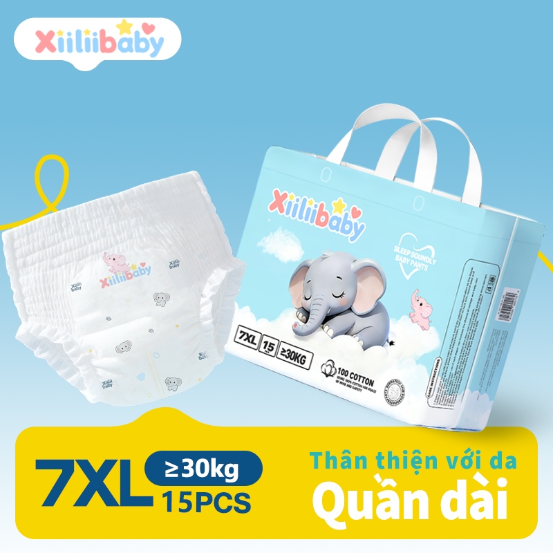 Tả quần cho bé Xiiliibaby, size 7XL, 15 cái / gói, thoáng khí, khô nhanh, nhẹ, thoải mái và bền. Siz