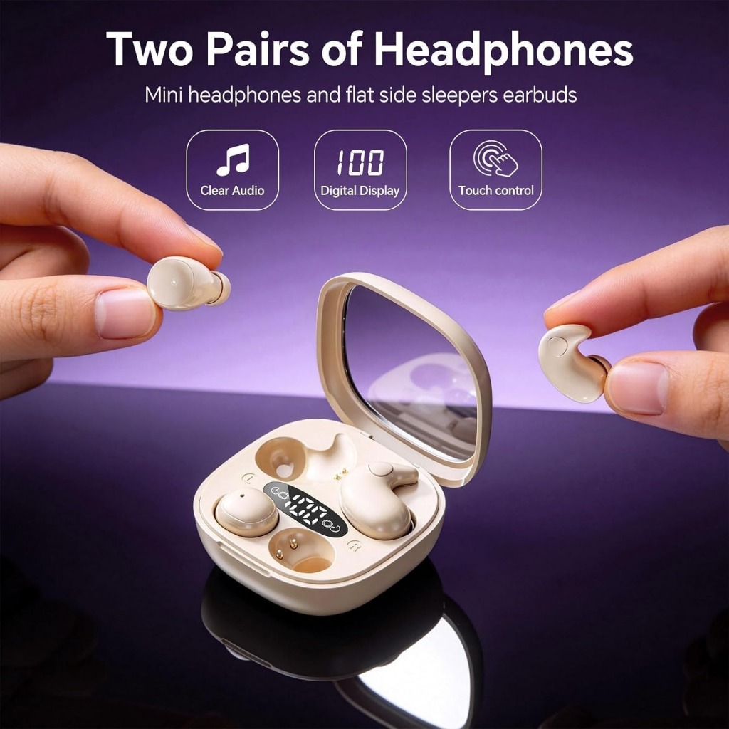 (Ốp miễn phí)NEWMSNR Thiết Kế 14mm Không Cấn Tai Mới Hai Trong Một Tai Nghe Kép Không Dây Ngủ Bluetooth 5.4 Tai Nghe Mini Siêu Nhỏ Độ Bền Dài Tai Nghe Siêu Cao Chất Lượng Âm Thanh Tai Nghe Độ Trễ Thấp | BigBuy360 - bigbuy360.vn