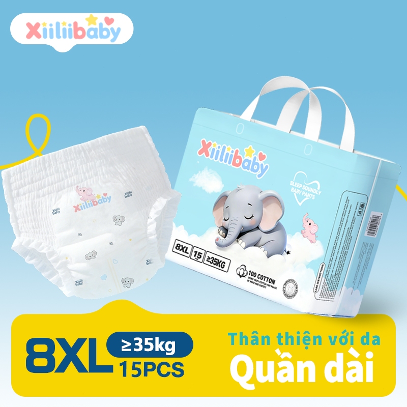Tả quần cho bé Xiiliibaby, size 8XL, 15 cái / gói, thoáng khí, khô nhanh, nhẹ, thoải mái và bền. Siz