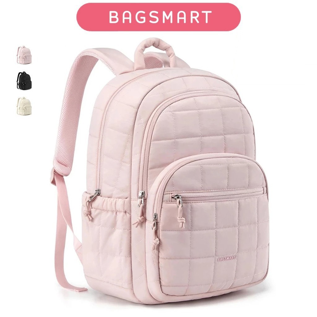 【KOL×BAGSMART 】Ba lô đựng laptop nữ Beg Sekolah Túi đi học du lịch Bagpack Túi đựng máy tính xách tay Đại học 15,6 Inch