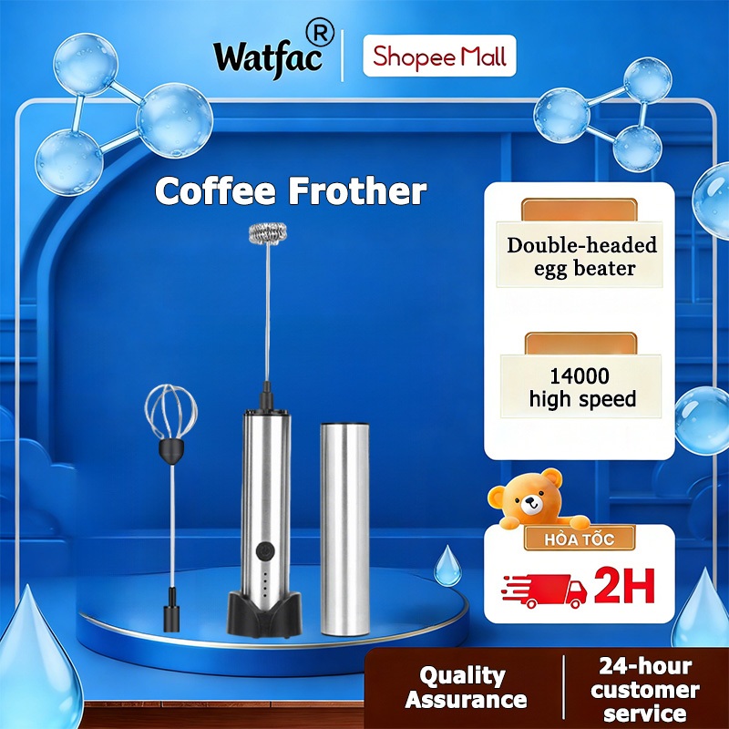 Watfac Máy tạo bọt sữa di động để sử dụng tại nhà, máy tạo bọt sữa cà phê siêu nhỏ, máy tạo bọt sữa có thể sạc lại USB