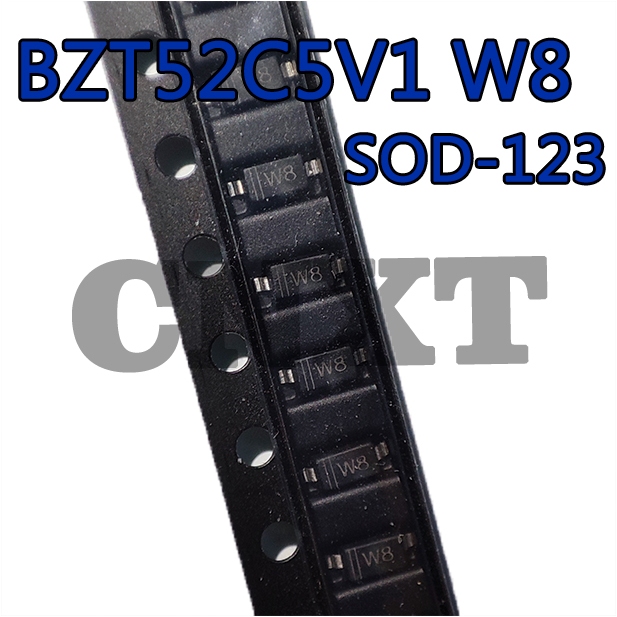 50 ~ 100 Chiếc BZT52C5V1 W8 SOD123 1206 Miếng Dán Điều Chỉnh Điện Áp Diode 5.1V W8