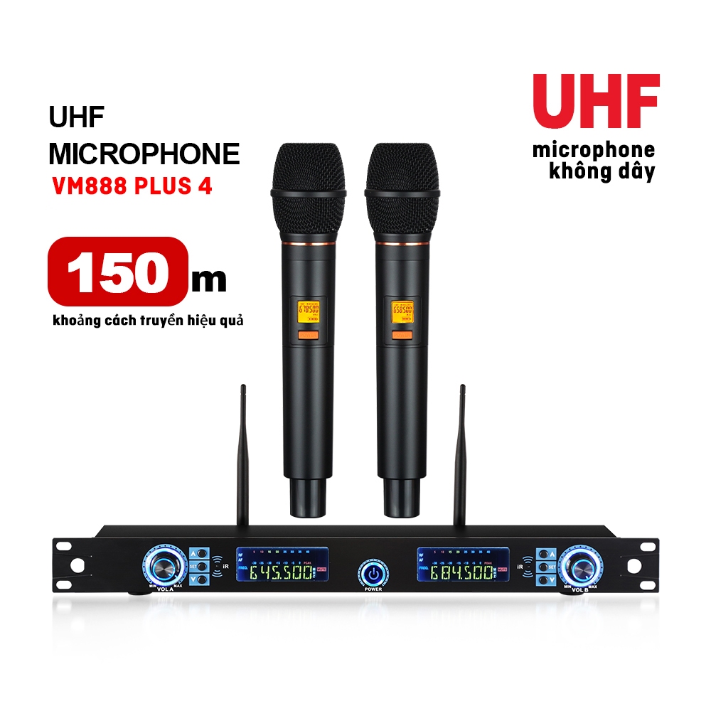 BOMGE VM888 Bộ micro Karaoke không dây - Kết nối hồng ngoại, giảm tiếng ồn tự động (Thích hợp để hát