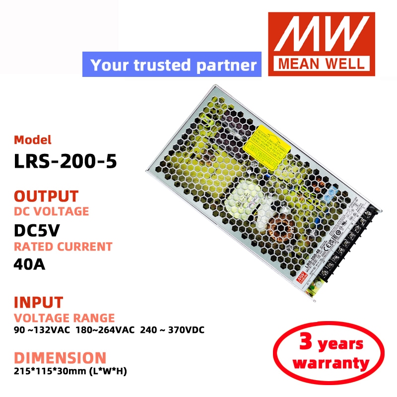 MEAN WELL LRS-200-24 LRS-200-12 LRS-200-15 LRS-200-5 LRS-200-36 LRS-200-48 Nguồn chuyển mạch Nguồn đ