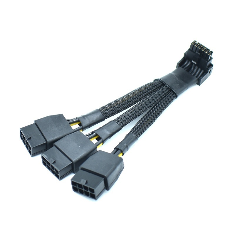 16AWG PCI-E 3x8pin sang 16Pin (12 + 4) Đầu nối PCIE5.0 12VHPWR Bộ chuyển đổi 90 độ cho GPU RTX4070 R