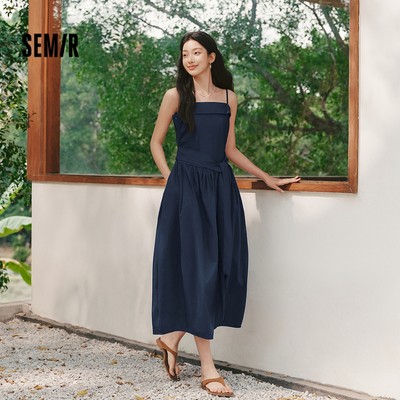Đầm Semir Nữ mới 2026 màu cami có nơ, phong cách Pháp