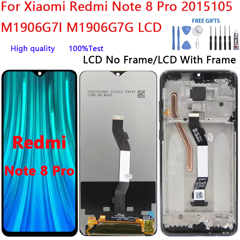 Dành cho Xiaomi Redmi Note 8 Pro 2015105 M1906G7I M1906G7G Màn hình LCD Bộ số hóa màn hình cảm ứng B