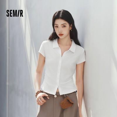 Áo sơ mi polo và cardigan nữ Semir mới, phù hợp mùa hè với thiết kế đơn giản và chất liệu mỏng nhẹ.