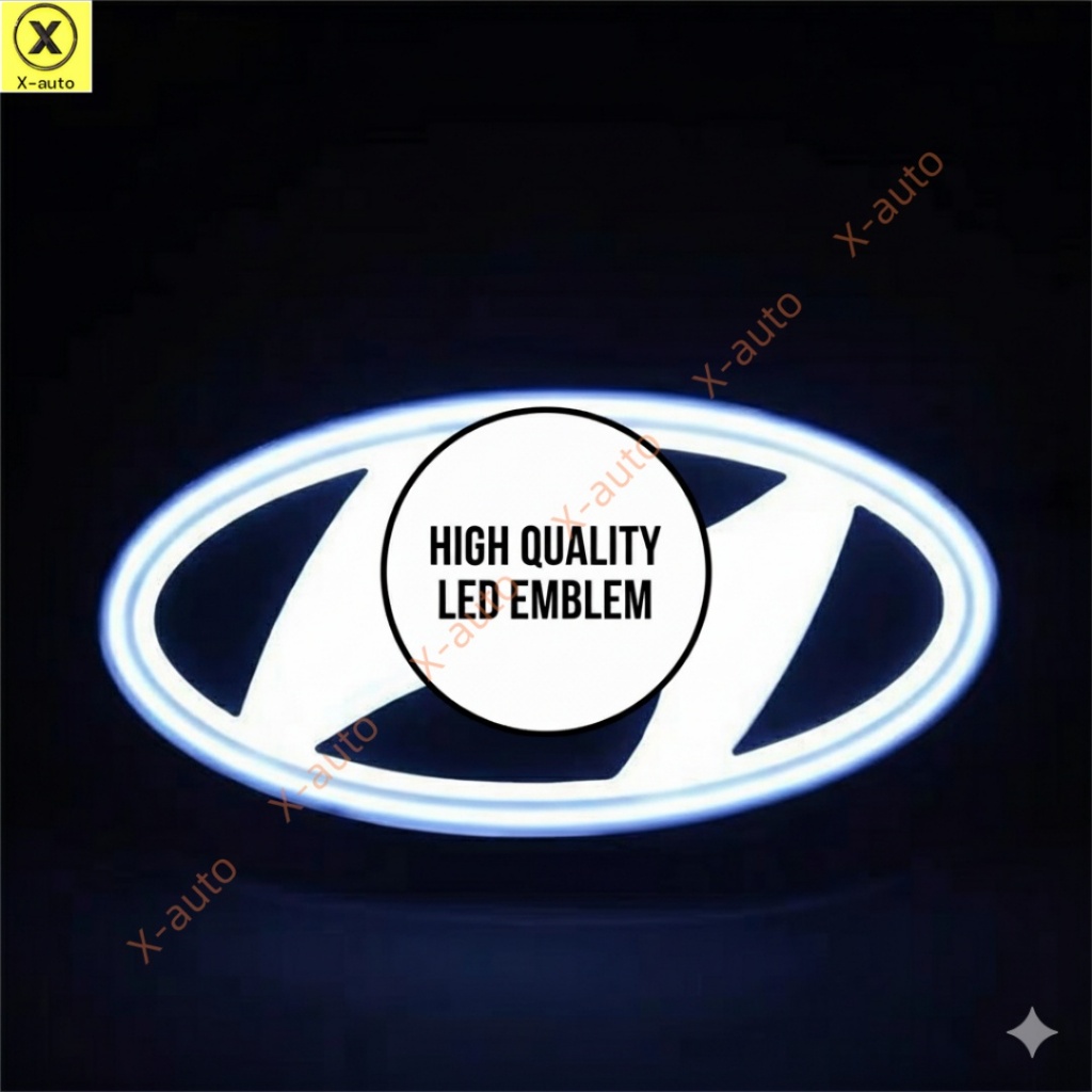 Đèn huy hiệu Logo hoạt hình biểu tượng LED năng động Hyundai - Có sẵn 3 kích cỡ - Tương thích với Tu