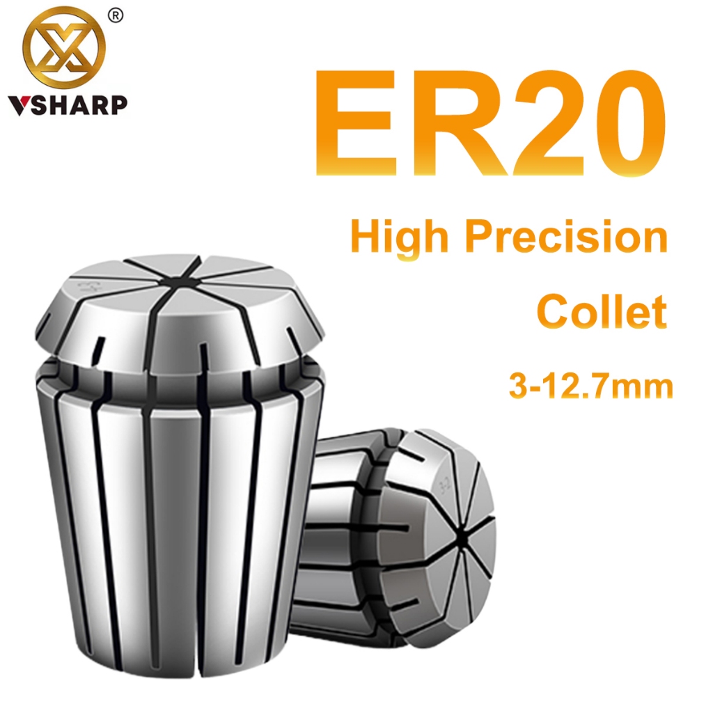 CNC ER20 Collet Máy khắc trục chính Đàn hồi cố định Đai ốc có độ chính xác cao 0,015mm Lò xo Chuck c