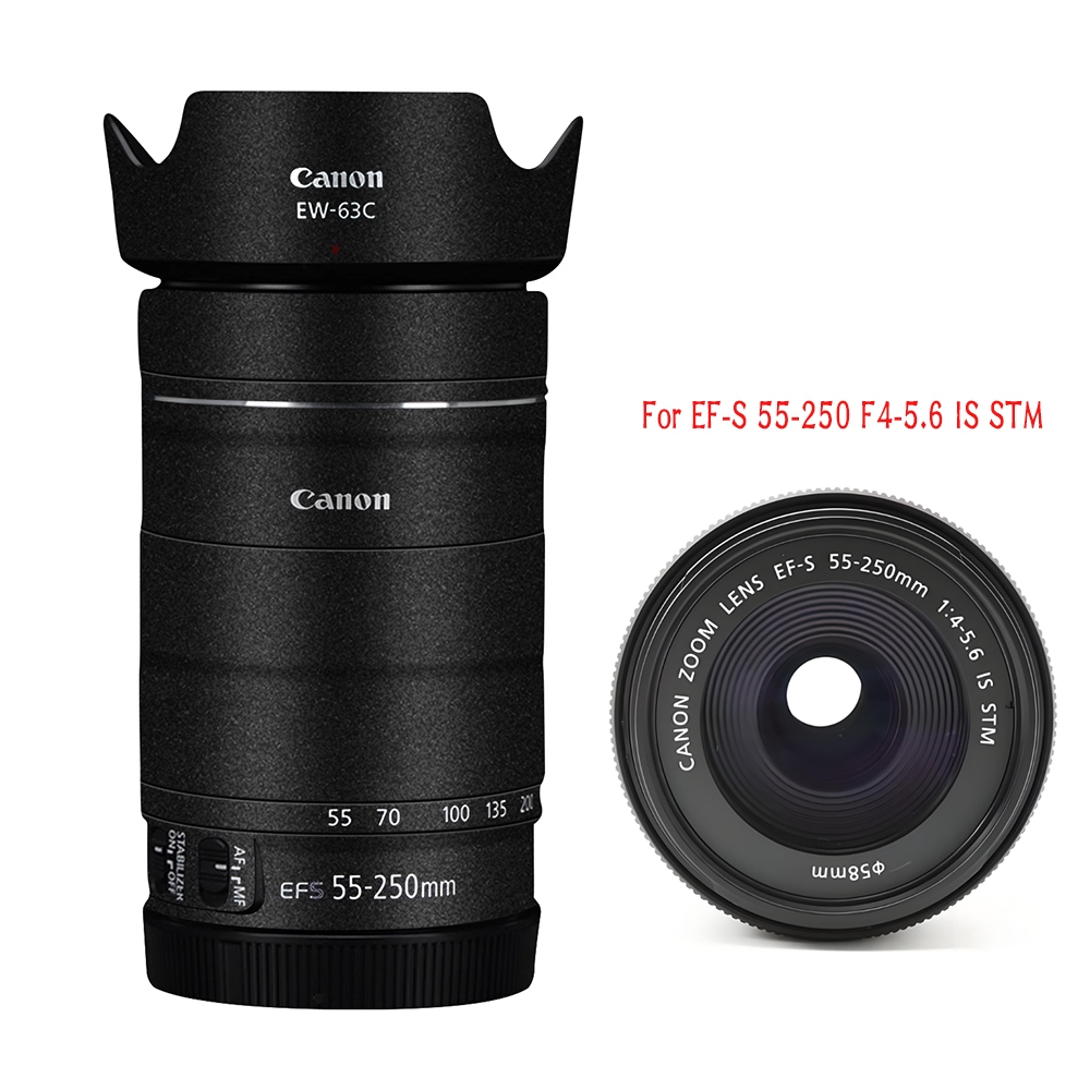 Miếng Dán Ống Kính Dành Cho Canon EF-S 55-250mm F4-5.6 IS STM Chống Trầy Xước Áo Bọc Phim Bảo Vệ Cơ 