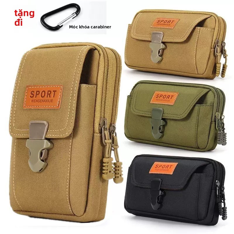 Túi Điện Thoại Mới Có Vòng Thắt Lưng, Túi Thắt Lưng Điện Thoại Nam, Du Lịch Thông Thường Đi Leo Núi Khóa Ví Đựng Tiền Xu Ba Lớp