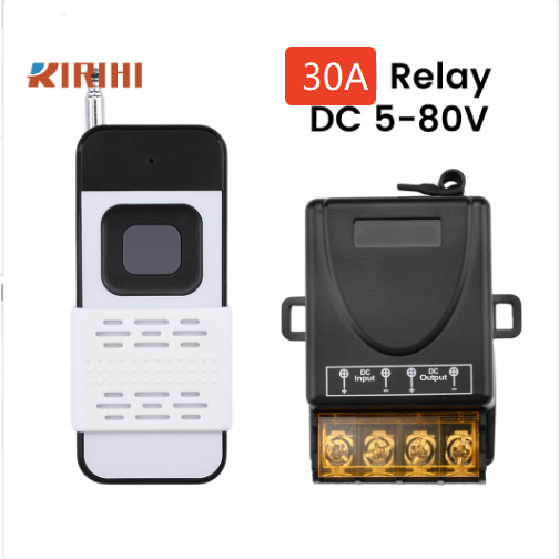 Công tắc điều khiển từ xa không dây 433Mhz DC5-80V 30A DC5V / 12V / 24V / 80V Bộ thu RF tầm xa công 