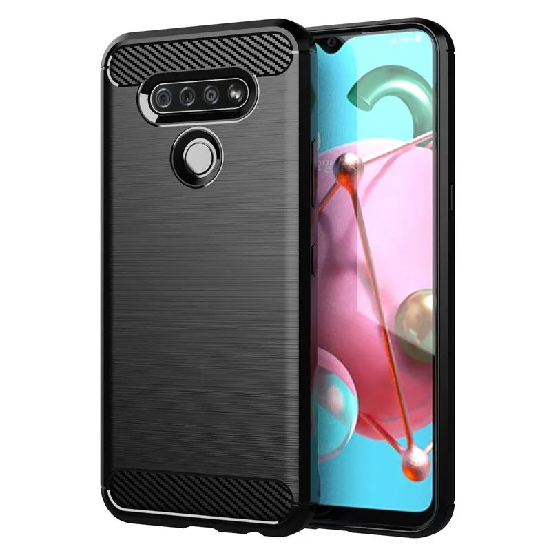 Ốp Lưng Sợi Carbon Chống Sốc Cho LG K51 Q51 Phản Quang Mềm Điện Thoại Cho lgk51 lgq51 Chải Họa Tiết 