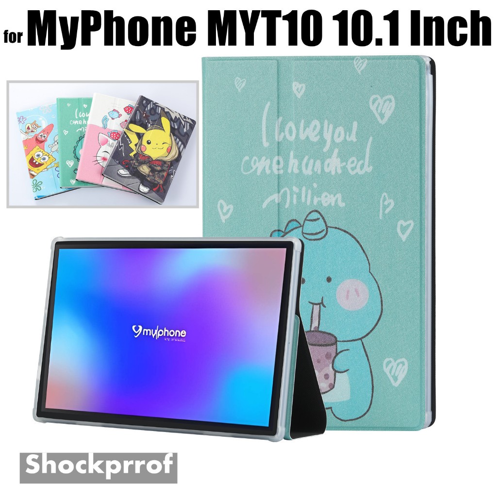 Dành Cho Máy Tính Bảng MyPhone MYT10 10.1 Inch Android Case Filp Da Chống Sốc Silicon Bảo Vệ Đứng Ba