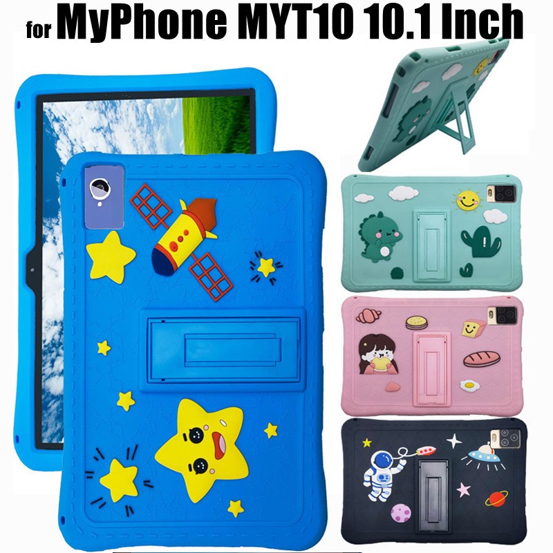 Dành Cho Máy Tính Bảng MyPhone MYT10 10.1 Inch Ốp Lưng 3D Hoạt Hình Chống Sốc Silicon Mềm Bảo Vệ Tay
