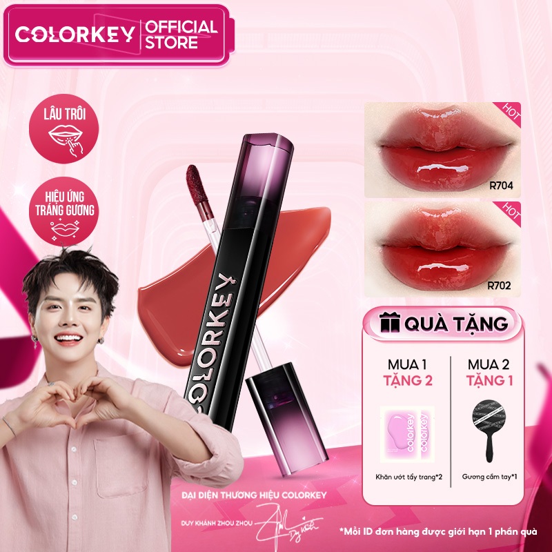 Son Bóng COLORKEY, Gương Bóng Căng Mọng, Lâu Trôi, Son môi bóng 2.5g