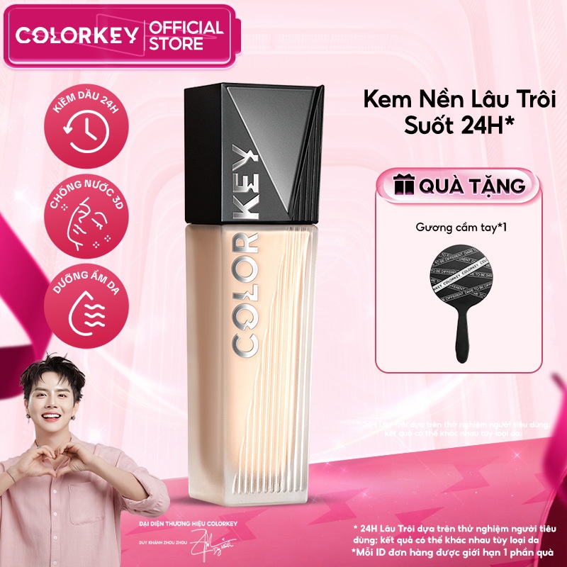 Kem Nền COLORKEY Foundation Chân Ái Cho Da Dầu, Kiềm Dầu Lâu Trôi, Che Phủ Mịn Lì, Bền Màu, Chống Thấm Nước 24H 30g