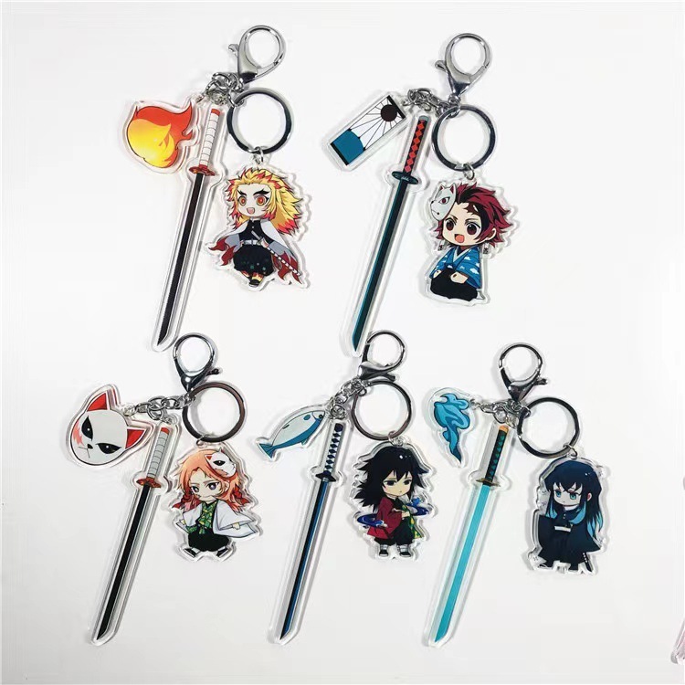 Một Bộ Demon Slayer Móc Khóa Acrylic Charm Túi Mặt Dây Chuyền Kering Cosplay anime Phụ Kiện Quà Tặng