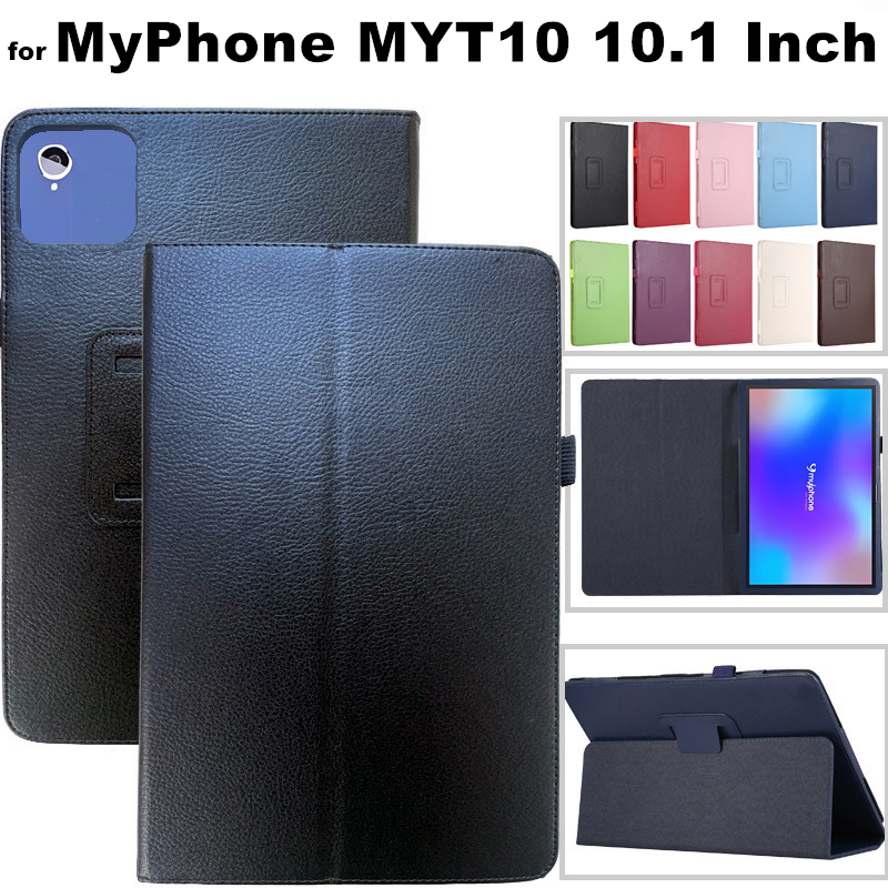 Dành Cho MyPhone MYT10 10.1 Inch android Máy Tính Bảng Bao Da PU Flip Stand Cover Litchi Chống Sốc B