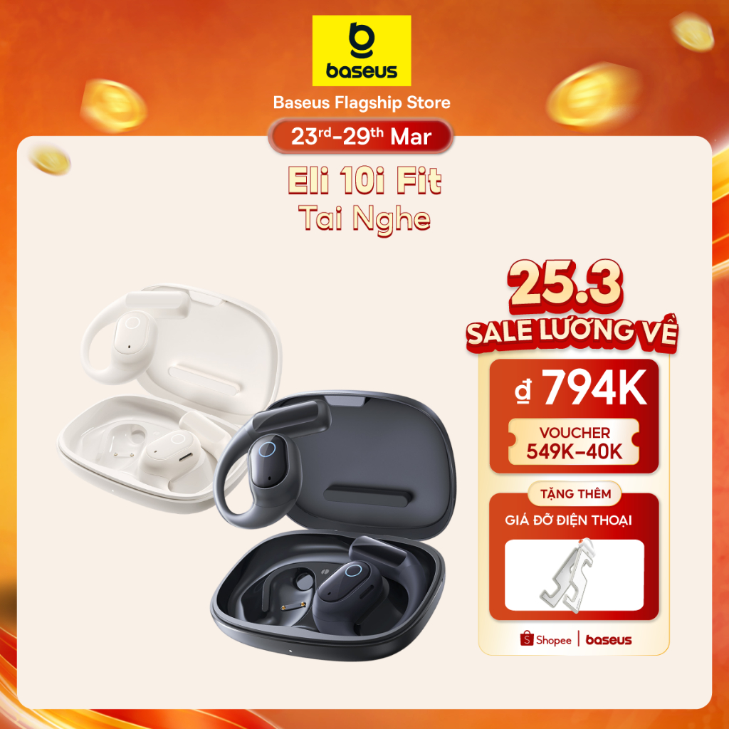 Tai nghe Baseus Eli 10i Fit Open-EarTWS Bluetooth 5.4 Tai nghe không dây Tai nghe thể thao