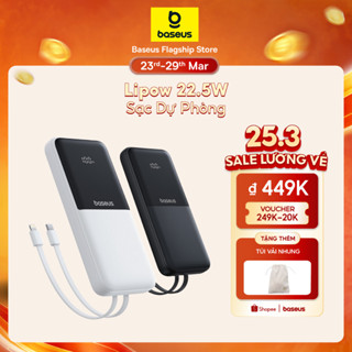 【Pin Sạc Dự Phòng Có Thể Đặt Hàng】Baseus Lipow Dual-Cable Power Bank với màn hình kỹ thuật số 10000 / 20000mAh 22,5W