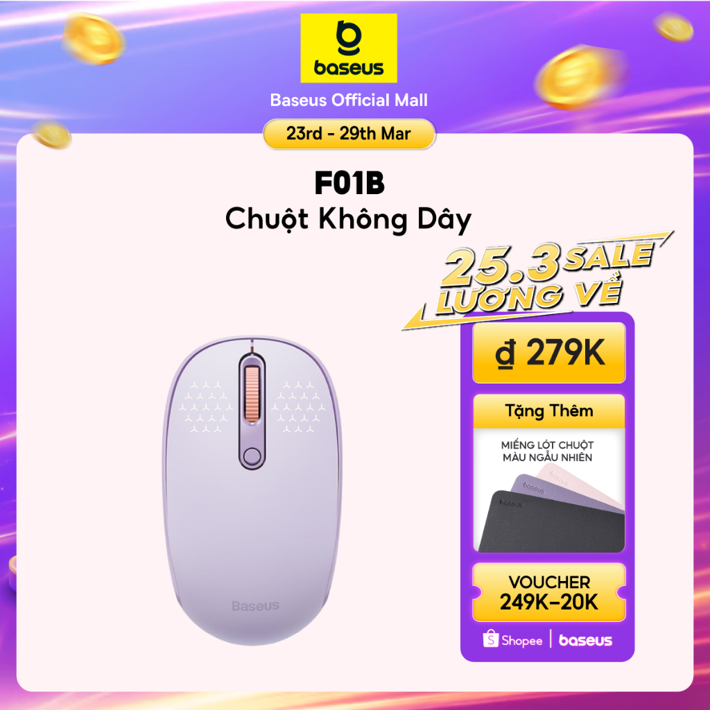 Chuột không dây BASEUS 1600 DPI cho laptop PC