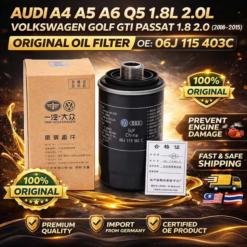 AUDI A4 A5 A6 Q5 1.8L 2.0L VOLKSWAGEN GOLF GTI PASSAT 1.8 2.0 (2008-2015) LỌC DẦU OE: 06J 115 403C