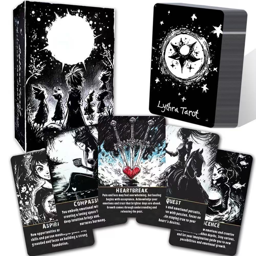[Hàng có sẵn] Original World Cover 12X8CM Black Sketch Tarot Card English Board Game Lythra Party Le