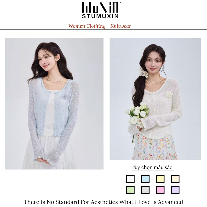 MUXIN Áo Cardigan Phong Cách Pháp Lãng Mạn, Corsage Mỏng Thích Hợp Hàng Ngày Cho Phụ Nữ