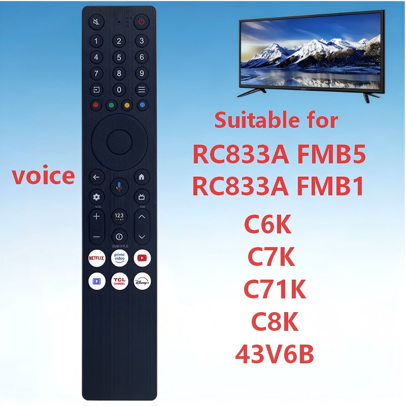 Đa năng cho điều khiển từ xa bằng giọng nói TV TCL RC833A FMB1 / FMB5 C6K C7K C71K C8K 43V6B phụ kiệ