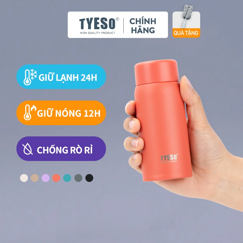 TYESO® Bình giữ nhiệt inox thép không gỉ 304 tặng bộ rửa bình Tumbler/Bottle 150ml TS-8715B/8716B