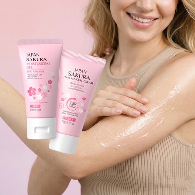 Kem tẩy lông LAIKOU Sakura 50g + Gel dưỡng ẩm Gói 50g | Tẩy lông không đau nhẹ nhàng | Sử dụng toàn thân | Nuôi dưỡng & Sửa chữa