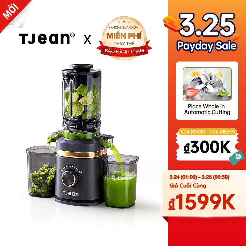TJean Máy ép chậm đa năng 150W - máy ép trái cây làm kem, dung tích lớn, bảo hành 12 tháng