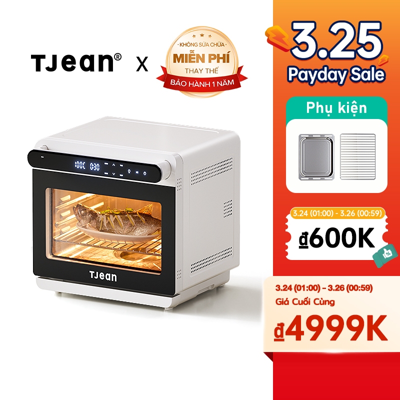 TJean Lò nướng hơi nước 24L Lò nướng không khí đa chức năng Nồi Hấp Điện đa chế độ