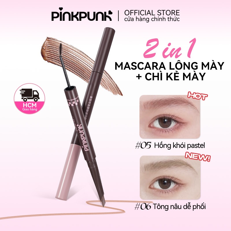 Mascara Lông Mày 2 đầu PinkPunk Chì kẻ mày Tự Nhiên 6 Màu Chống Nước & Nhòe Không Lem(280mg + 1.5g) | BigBuy360 - bigbuy360.vn