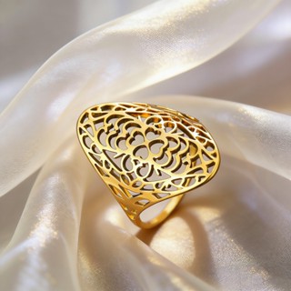 LIKGREAT Nữ Thanh Lịch Rỗng Bốn Lá Clover Nhẫn Thời Trang Tinh Tế Thép Titan Cưới Món Quà Trang Sức